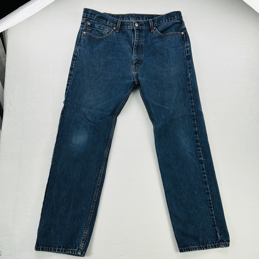 Levis 505 Jeans Mens 38x32 Blue Denim Straight Leg Classic Fit Medium Wash Pants